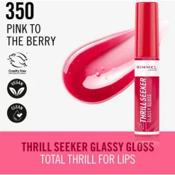 Clearance Rimmel London Thrill Seeker Glassy Gloss Lipgloss 10 ML 350 Pink To The Berry