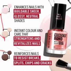 Hot Rimmel London Wonder'Bond Care+Color Nagellak - Roze - 003 Slip Dress