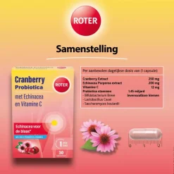 Hot Roter Cranberry + Probiotica 30 Stuks