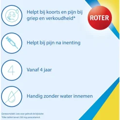 Roter Paracetamol smelttablet 250 mg Junior 20 tabletten
