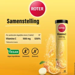 New Roter Vitamine C Bruis 1000 mg Abrikoos-Sinaasappel 40 bruistabletten