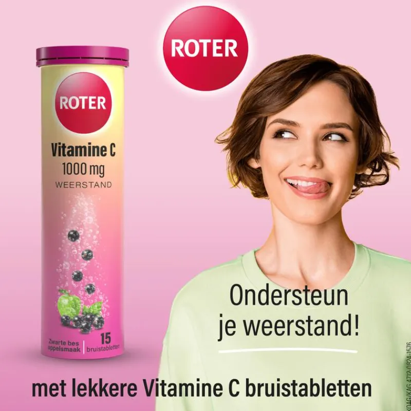 New Roter Vitamine C 1000mg Bruistabletten Appel/Zwarte Bes15 stuks