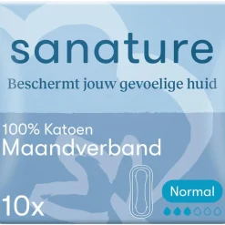 Clearance Sanature 100% Katoenen Maandverband Ultra Normaal Zonder Vleugels 10 stuks