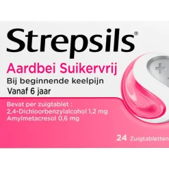 Sale Strepsils Keeltabletten Aardbei Suikervrij 24 stuks