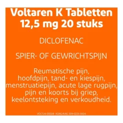 Clearance Voltaren K 12,5 MG Pijnstiller Filmomhulde Tabletten Diclofenac-Kalium 20 stuks