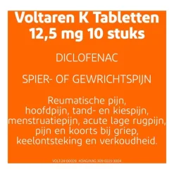 Discount Voltaren K 12,5 MG Pijnstiller Filmomhulde Tabletten Diclofenac-Kalium 10 stuks