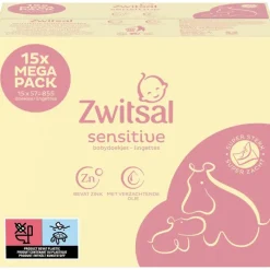 Clearance Zwitsal Sensitive Billendoekjes Voordeelverpakking 15 x 57 Billendoekjes